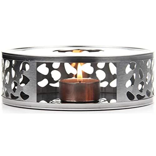 Teabloom Silhouette Tea Warmer - Brushed Stainless Steel Teapot Warmer with Tealight Holder and Candle | Elegant, Durable, Fits Most Teapots thumbnail 1