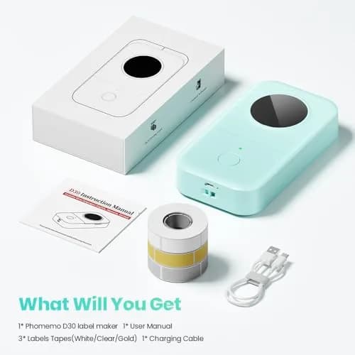Phomemo D30 Portable Thermal Label Printer Green | 203dpi Resolution, Bluetooth 4.0, 10m Wireless thumbnail 6