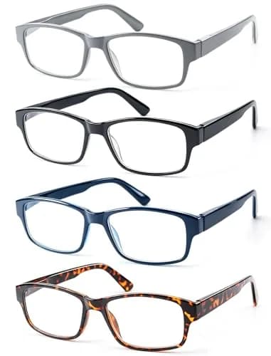 HEEYYOK Oversized Reading Glasses Men 3.00 Diopters 4-Pack | Large Square XXL Readers with Spring Hinge thumbnail 4