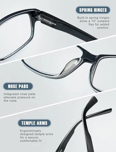 HEEYYOK Oversized Reading Glasses Men 3.00 Diopters 4-Pack | Large Square XXL Readers with Spring Hinge thumbnail 6