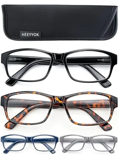 HEEYYOK Oversized Reading Glasses Men 4 Pack XXL Wide Reader 150mm (5.9") | Spring Hinge Comfort Fit thumbnail 1