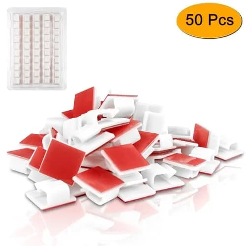 SOULWIT 50 Pcs Self Adhesive Cable Management Clips, White | Organize TV PC Laptop Ethernet Cables thumbnail 2