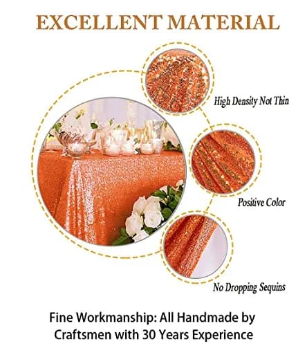 ShinyBeauty 48x72Inch Sequin Tablecloth Rectangle-Orange Glitter Wedding Party Decor thumbnail 6