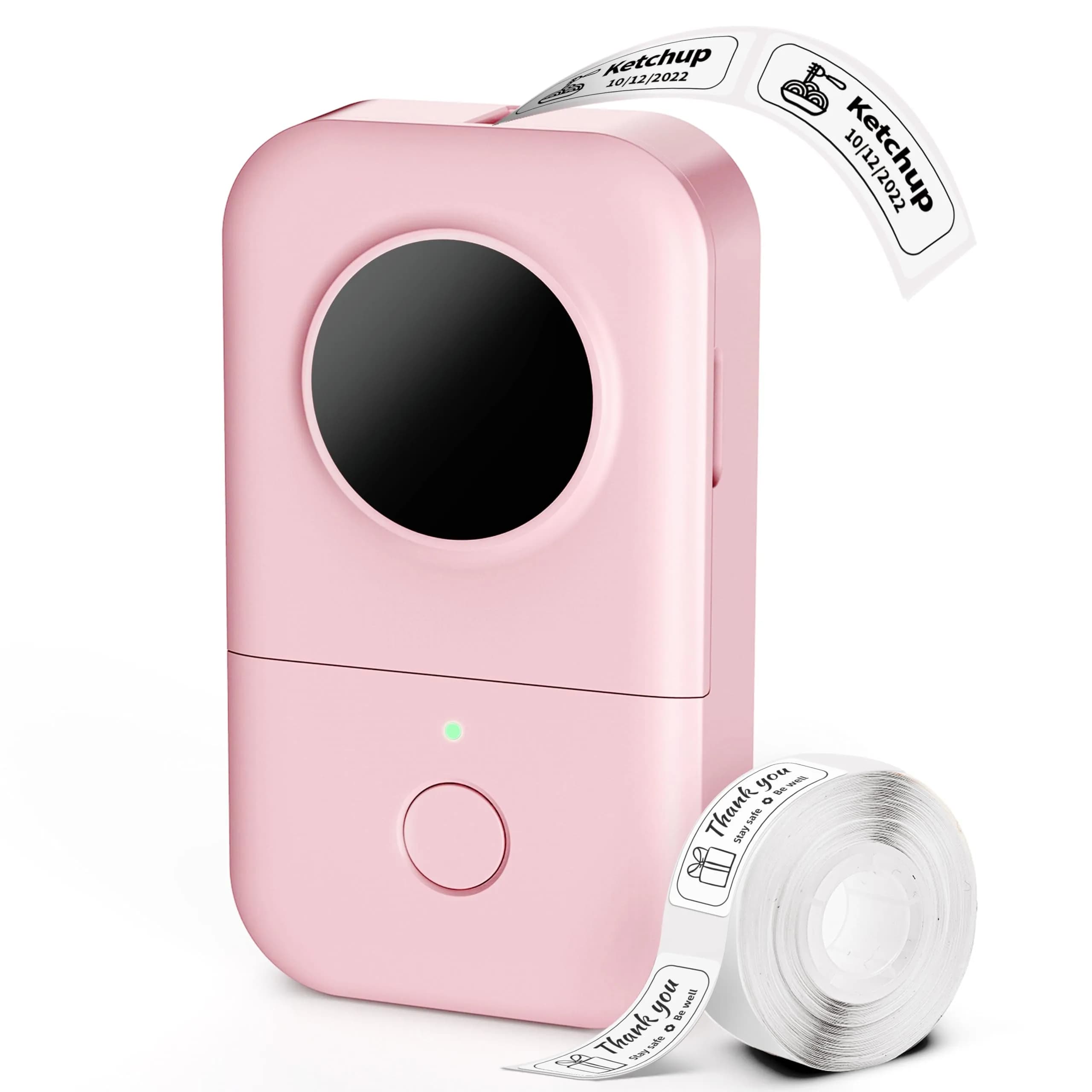 Phomemo D30 Bluetooth Label Maker Machine with Tape | 203 DPI High Resolution Printer — Pink / Machine + 1 Label Tape