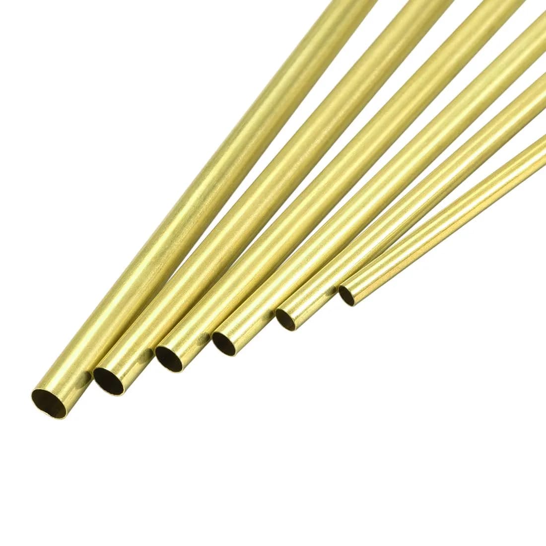 uxcell Brass Tube 4mm-6.5mm OD x 300mm Length Seamless Round Pipe Tubing (Pack of 6) | Precision Industrial Metal Tubing — Brass