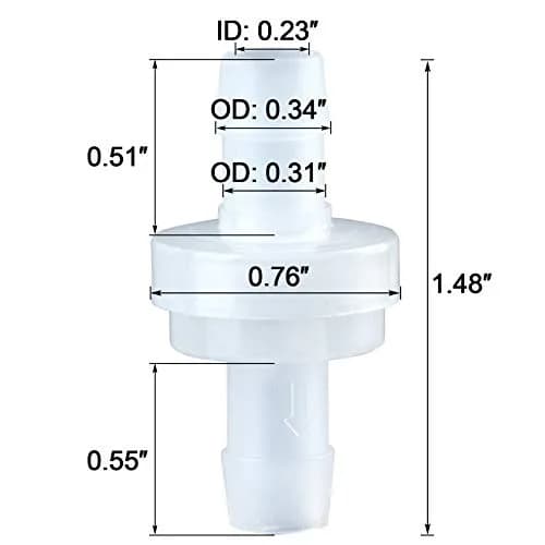 PAGOW 8mm PVDF One-Way Check Valve 4-Pack | Medical Grade Material for Fuel Gas Liquid Air thumbnail 2