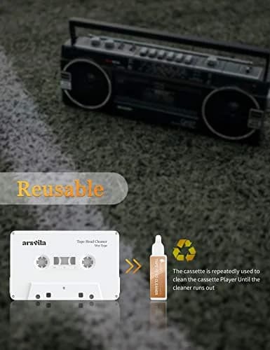 Arsvita Audio Cassette Head Cleaner Kit with 3 Solutions | Reusable Tape Cleaner for Home, Car, Portable Players thumbnail 4