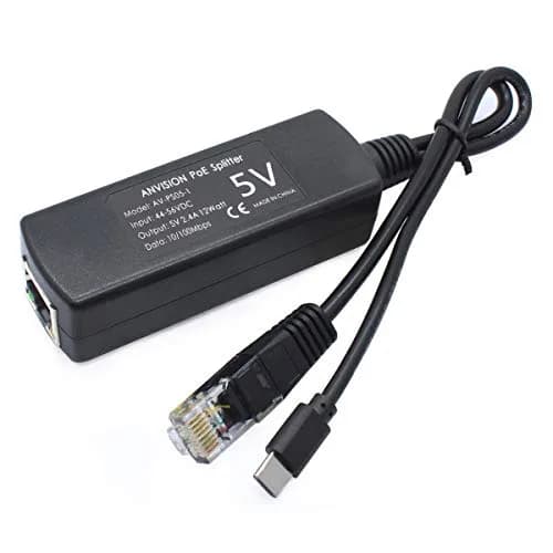 ANVISION 5V PoE Splitter, USB Type C, 48V to 5V 2.4A, IEEE 802.3af Compliant, 10/100Mbps | Supports non-PoE devices thumbnail 4