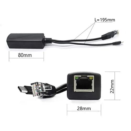 ANVISION 5V PoE Splitter, USB Type C, 48V to 5V 2.4A, IEEE 802.3af Compliant, 10/100Mbps | Supports non-PoE devices thumbnail 3