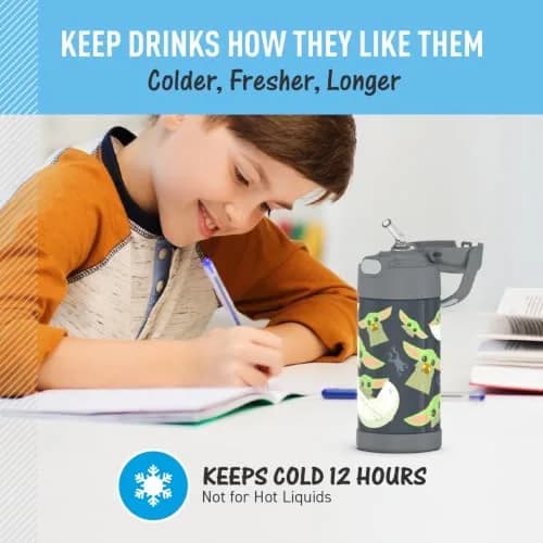 THERMOS FUNTAINER Water Bottle with Straw, 12oz (355ml) Mandalorian | Keeps Drinks Cold Up to 12 Hours thumbnail 7