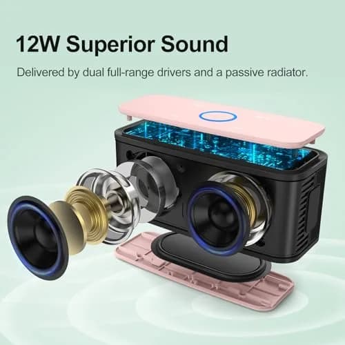 DOSS SoundBox Touch Portable Wireless Bluetooth Speaker - 12W HD Sound, 20H Playtime, Light Pink | IPX5 Water-Resistant thumbnail 2