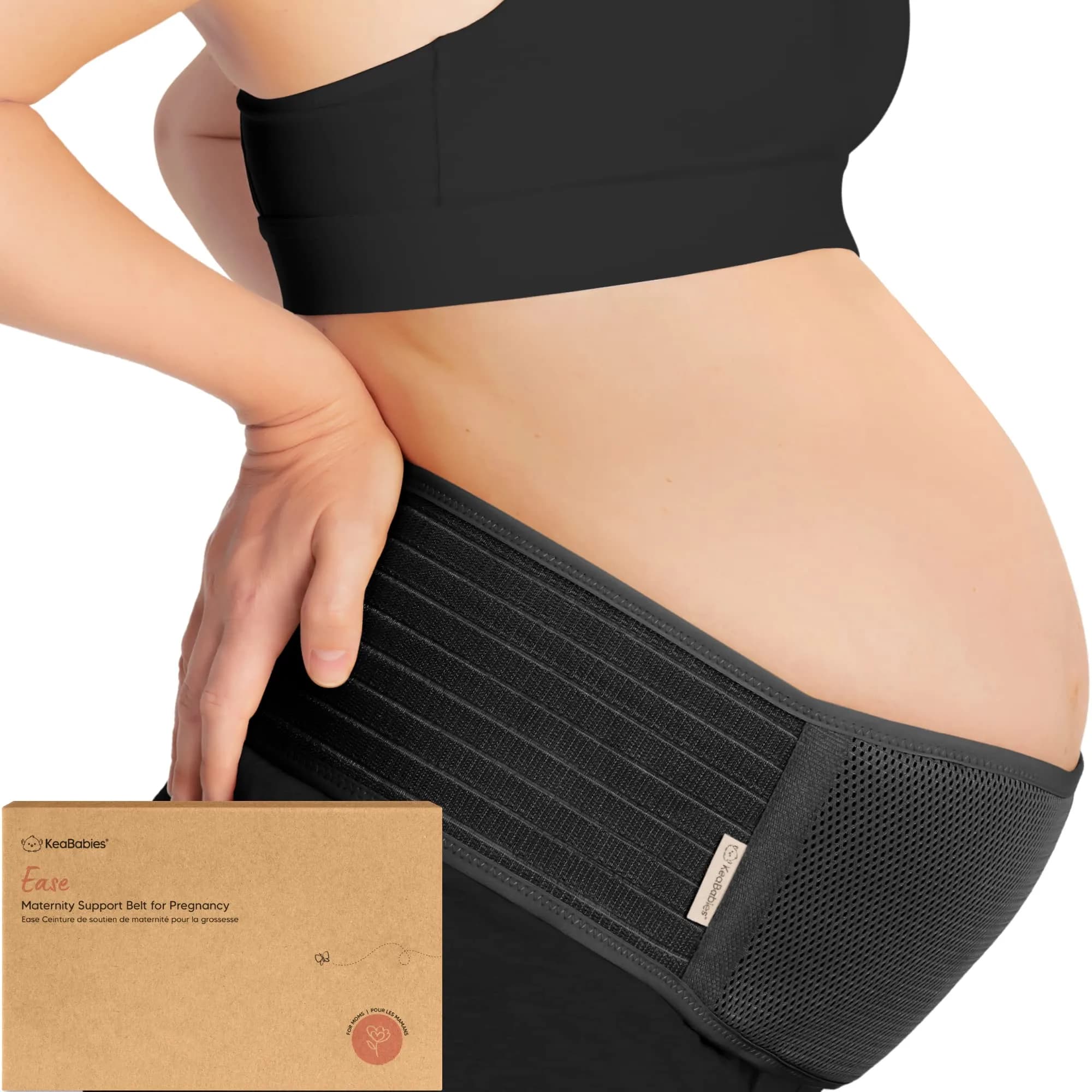 KeaBabies Maternity Belly Band XL Black | 360° Ergonomic Support for Pregnancy & Postpartum