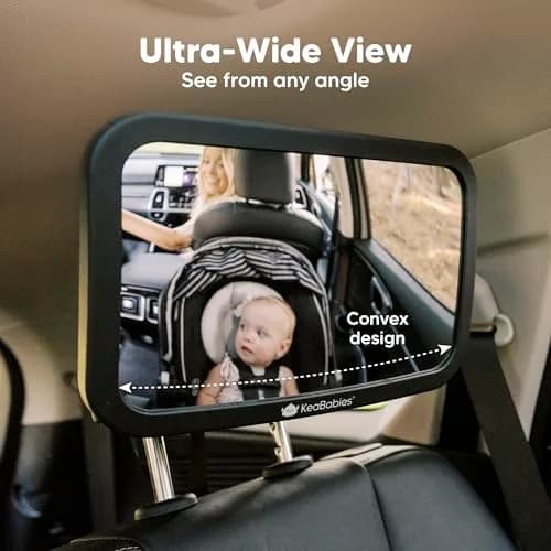 KeaBabies Baby Car Seat Mirror, Wide View, Shatterproof (Sleek Black) | 360° Adjustable, Crystal Clear, Easy Install thumbnail 5