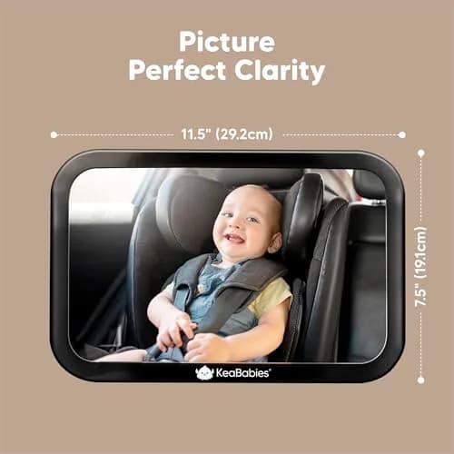 KeaBabies Baby Car Seat Mirror, Wide View, Shatterproof (Sleek Black) | 360° Adjustable, Crystal Clear, Easy Install thumbnail 7