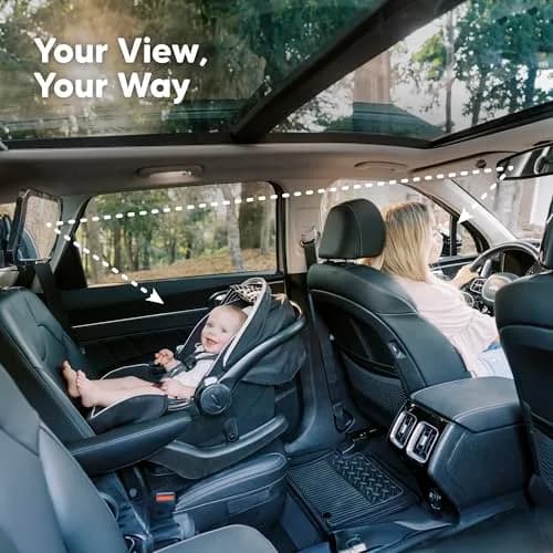 KeaBabies Baby Car Seat Mirror, Wide View, Shatterproof (Sleek Black) | 360° Adjustable, Crystal Clear, Easy Install thumbnail 2