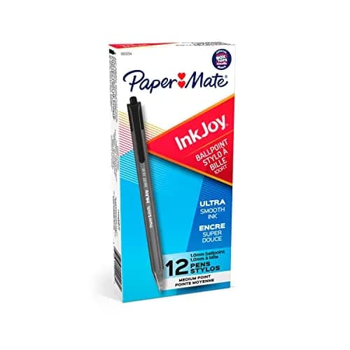 Paper Mate InkJoy 100RT Retractable Ballpoint Pens, Medium Point, Black, Box of 12 | Smooth Ink & Reliable Lines thumbnail 1