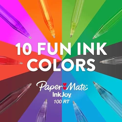 Paper Mate InkJoy 100RT Retractable Ballpoint Pens, Medium Point, Black, Box of 12 | Smooth Ink & Reliable Lines thumbnail 5