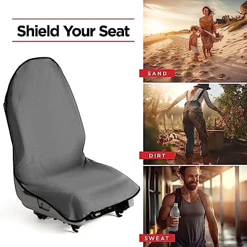 lebogner Waterproof Sweating Car Seat Cover 29.5”x56” | Universal Fit, Anti-Slip, Machine Washable, Grey thumbnail 6