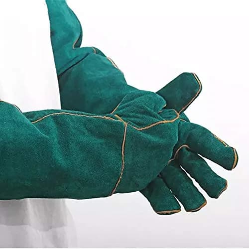 PeSandy Animal Handling Gloves 60cm (23.6 inch) Green | Bite & Scratch Resistant Cowhide thumbnail 8