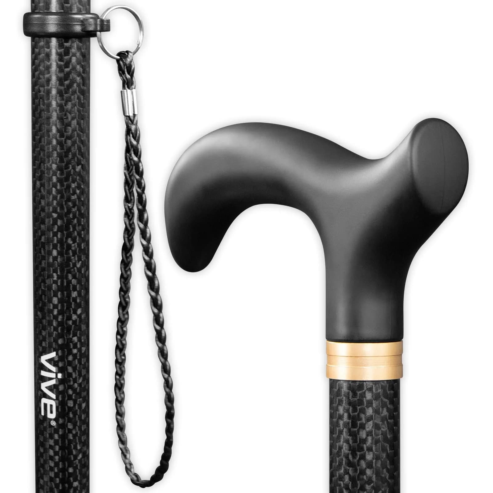 Vive Carbon Fiber Standing Cane - Heavy Duty Walking Stick for Men & Women | Self-Standing, Adjustable, Lightweight - main product image