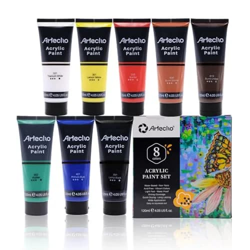 Artecho 8 Colors Acrylic Paint 120ml | Rich, Lightfast, Versatile for Canvas & Crafts thumbnail 1