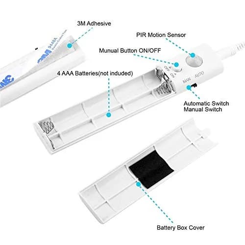 KUCAM Motion Sensor Wardrobe Light 1.5M | PIR Auto on/Off, Battery Powered, 6000K White for Closet & Bedroom thumbnail 4
