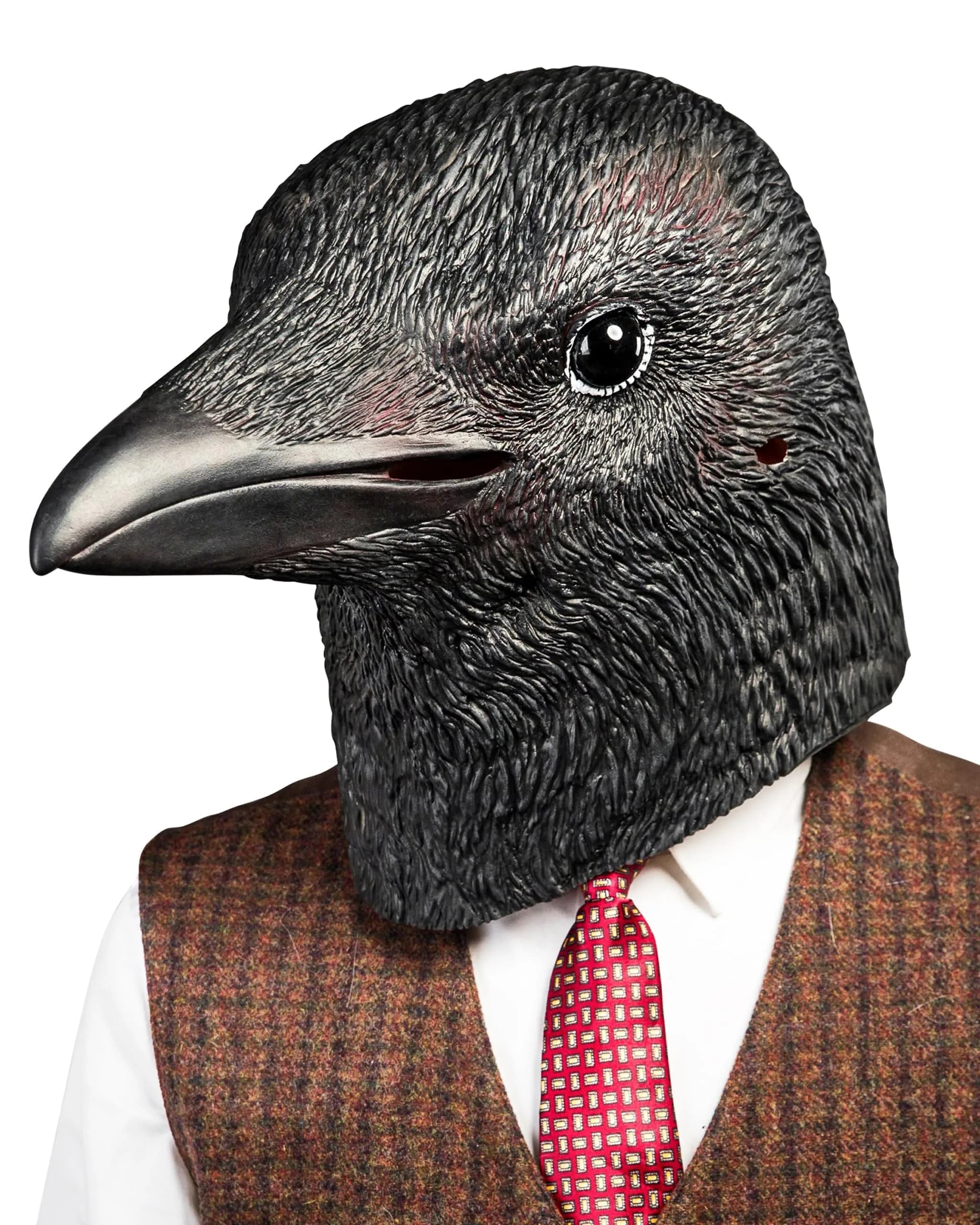 CreepyParty Crow Mask, Full Head Natural Latex Bird Costume for Halloween Party | Adult Unisex Horror Mask - main product image