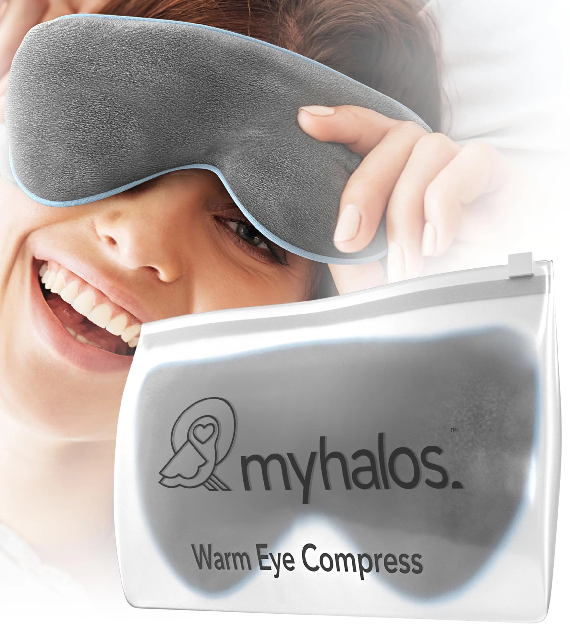 myhalos Heated Eye Mask, Warm Compress for Dry Eyes, Blepharitis & MGD, 1 Count (Gray)