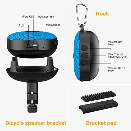 Onforu Bike Bluetooth Speaker with Bicycle Mount | Waterproof Wireless Outdoor Speaker with Loud Sound, Bluetooth 5.0, 10h Play, IP65, Blue thumbnail 9