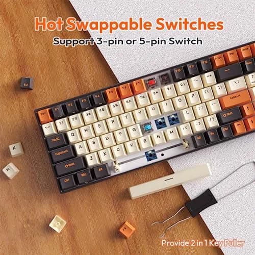 RK ROYAL KLUDGE RK100 Wireless Mechanical Keyboard RGB Backlit Bluetooth5.1/2.4G/Wired 96% Full Size 100-Key Hot Swappable Red Switch Carbon | Gaming Keyboard with RGB & Hot-Swap thumbnail 4