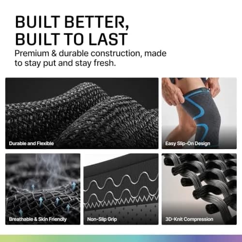 Modvel Compression Knee Brace for Women & Men - 2 Pack | Support for Knee Pain, Arthritis & Meniscus Tear (Size Large, Blue) thumbnail 6