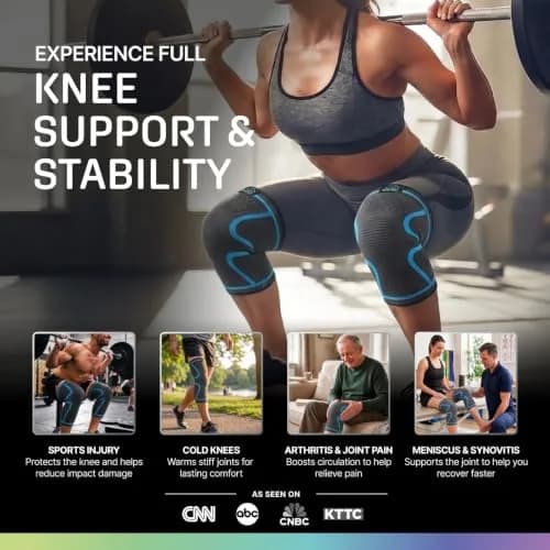 Modvel Compression Knee Brace for Women & Men - 2 Pack | Support for Knee Pain, Arthritis & Meniscus Tear (Size Large, Blue) thumbnail 3