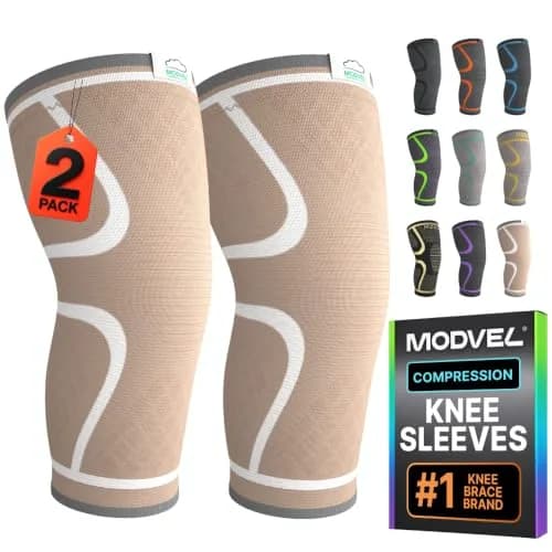 Modvel Compression Knee Brace for Women & Men - 2 Pack | Natural Pain Support for Knee & Arthritis Relief thumbnail 1