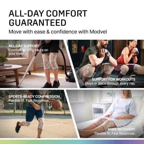 Modvel Compression Knee Brace for Women & Men - 2 Pack | Support for Knee Pain, Arthritis & Meniscus Tear, Breathable & Ergonomic Fit thumbnail 6