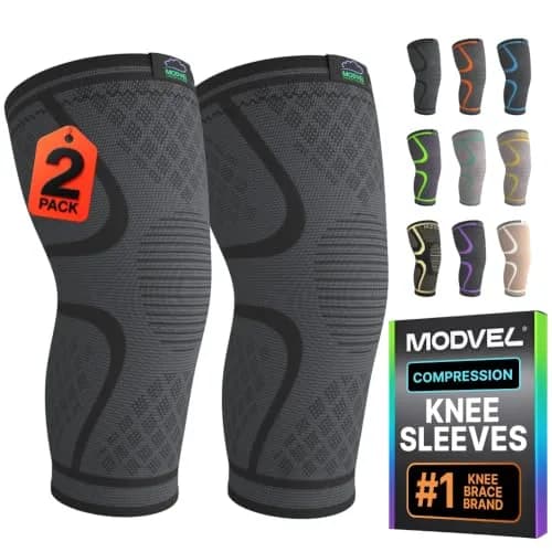 Modvel Compression Knee Brace for Women & Men - 2 Pack | Support for Knee Pain, Arthritis & ACL thumbnail 1
