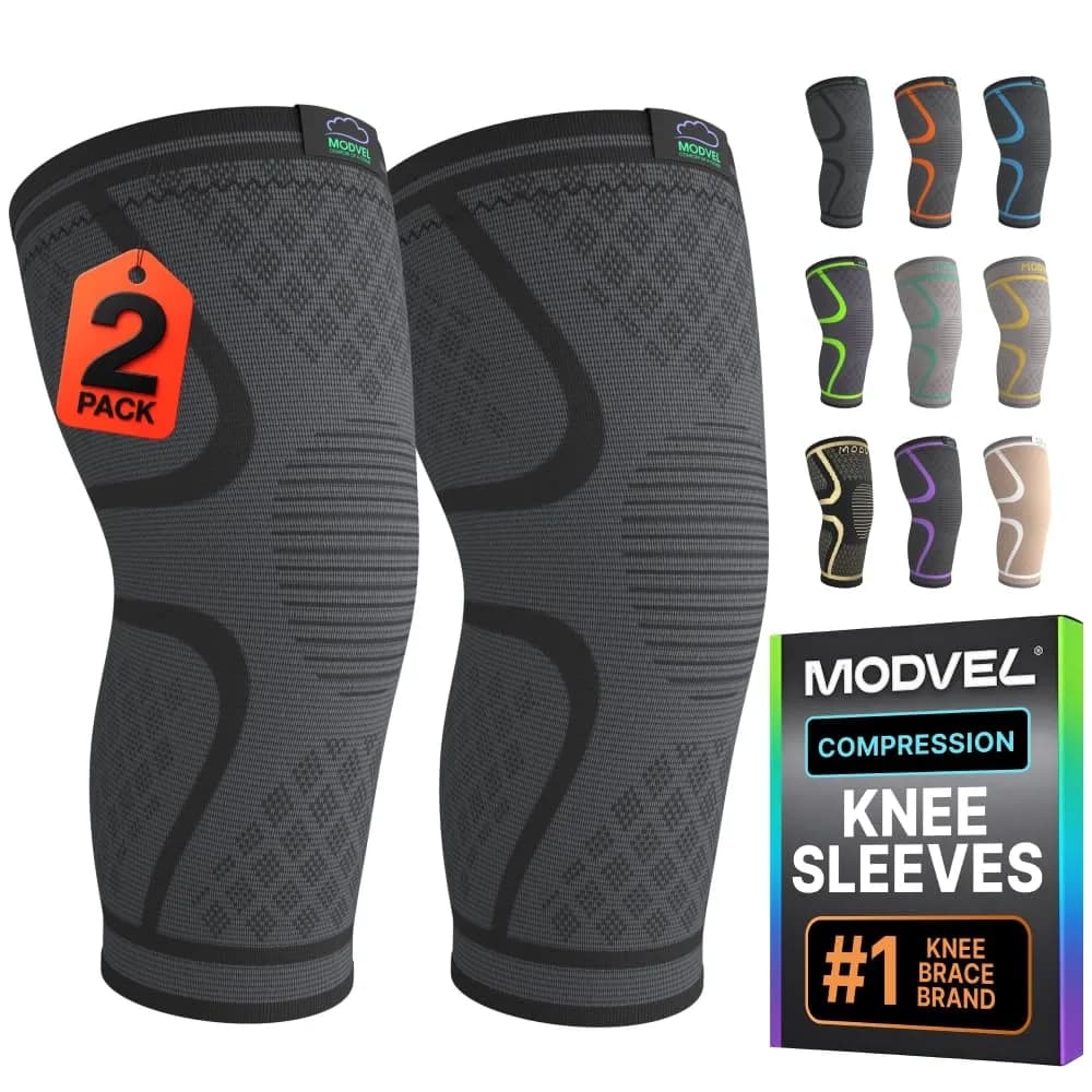Modvel Compression Knee Brace for Women & Men - 2 Pack | Support for Knee Pain, Arthritis & ACL