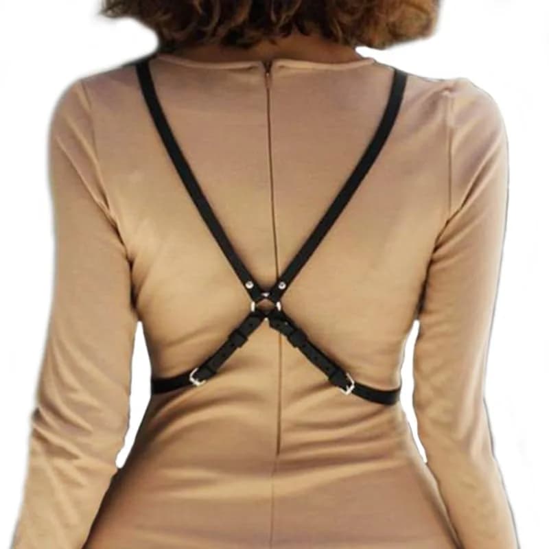BODIY Leather Harness Belt Black Chest Harness Goth Fashion Belts for Women | Adjustable Size, Gothic Style thumbnail 12