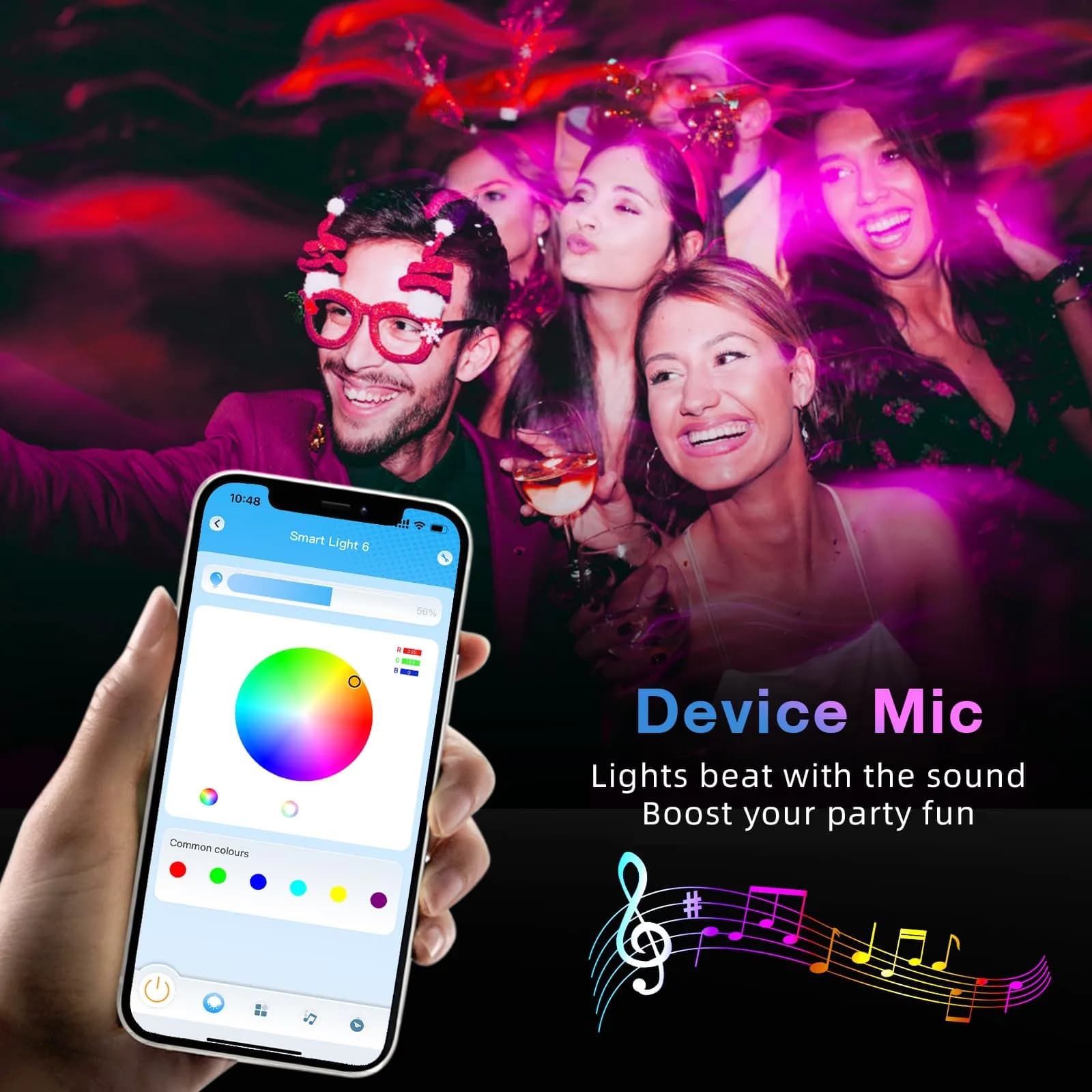 TJOY 50ft Bluetooth LED Strip Lights | RGB Color Changing Lights with Phone & Mic Control thumbnail 3