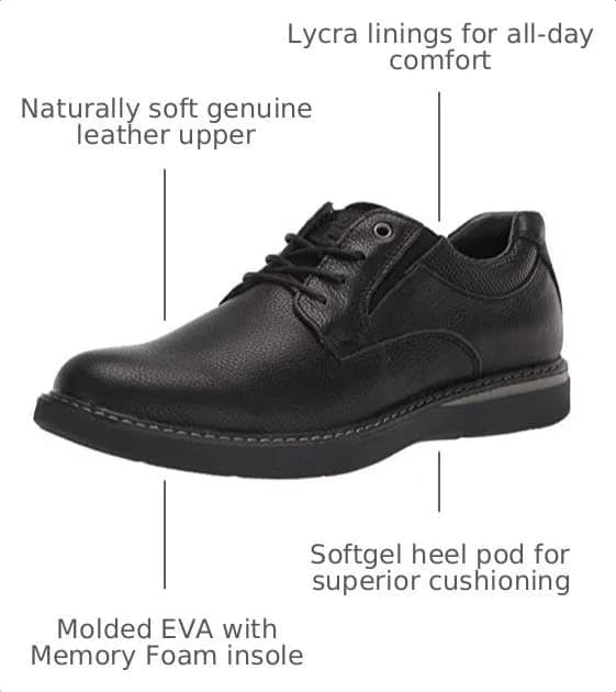 Nunn Bush Bayridge Plain Toe Oxford Black 12 M (D) | Classic Leather Dress Shoe for Men thumbnail 3