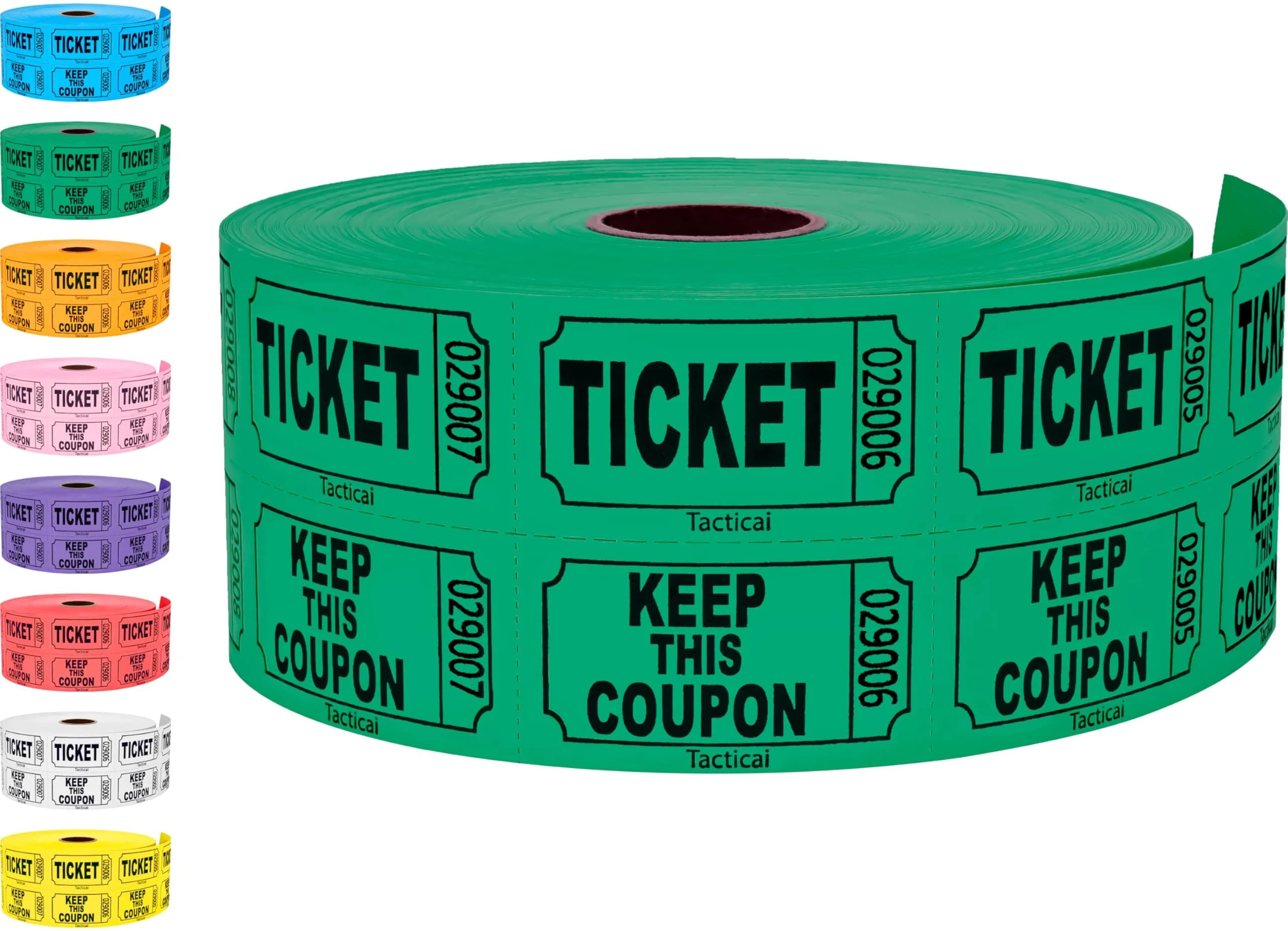 Tacticai Raffle Tickets Double Roll 1000 Count Blue | Consecutively Numbered for Events — Green