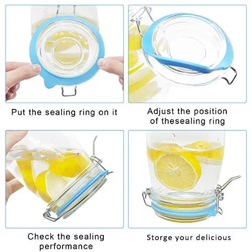 FCENDS Blue Silicone Replacement Gasket for Wide Mouth Mason Jars (12-Pack, 2.9" x 3.7" x 0.09") | Airtight & Leakproof Seals thumbnail 4