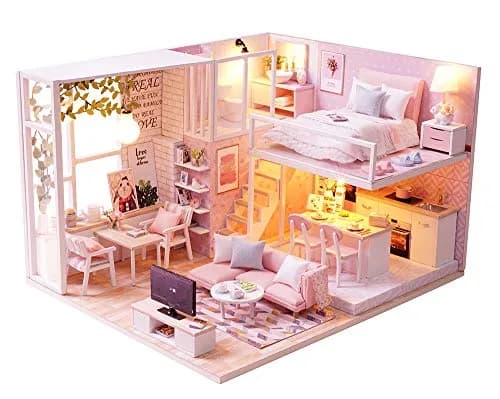 Flever Tranquil Life DIY Miniature Dollhouse Kit with Loft Apartment Scene, 1:32 Scale | 18-24 Hour Assembly thumbnail 1