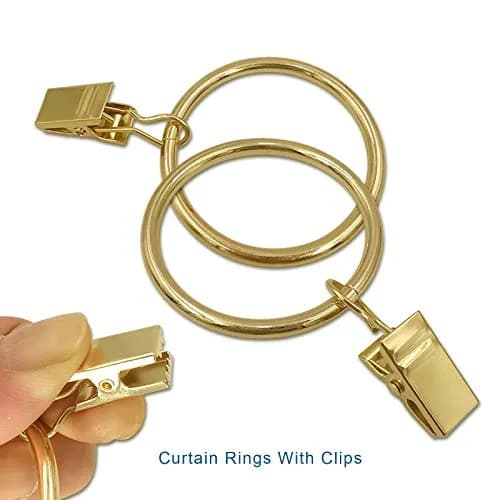 LLPJS Curtain Rings with Clips 1.5 inch ID | Gold, Set of 20, Durable & Elegant thumbnail 4