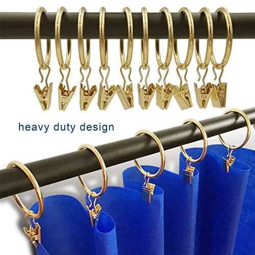 LLPJS Curtain Rings with Clips 1.5 inch ID | Gold, Set of 20, Durable & Elegant thumbnail 6