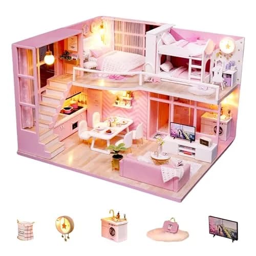 Flever Dream Angel DIY Dollhouse Miniature Kit 24cm (9.6") | 1:32 Scale Craft Model for Ages 14+ thumbnail 1