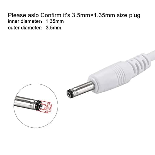 uxcell USB Type-A Male to 3.5 x 1.35mm DC 5V 1A Barrel Connector Charge Cable 1m (3.28ft) White | Powers USB Fans, Desk Lamps, Mini Speakers thumbnail 2