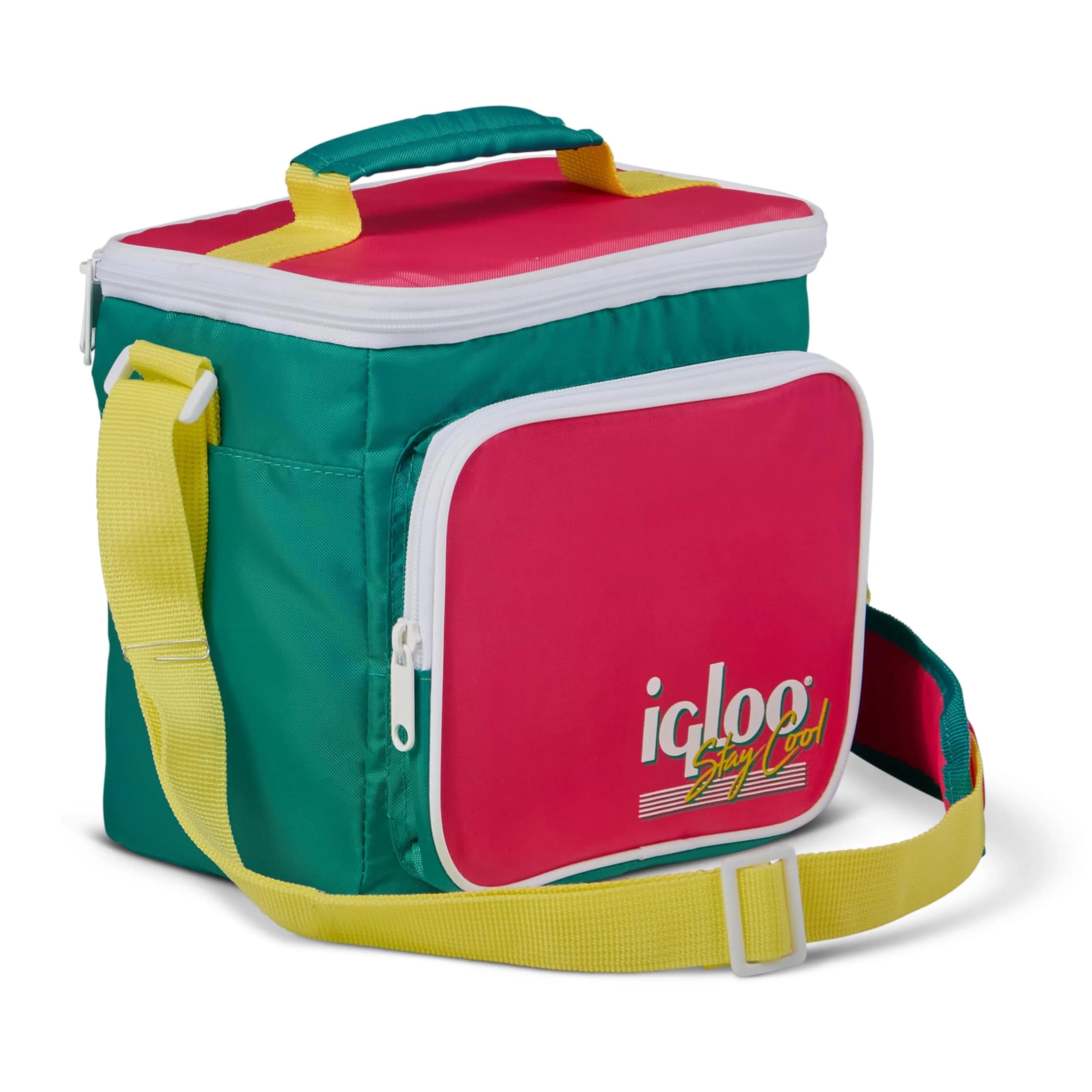 Igloo Retro Collection Square Lunch Bag with Leakproof Insulation, 9 Can Capacity, Neon Color - main product image