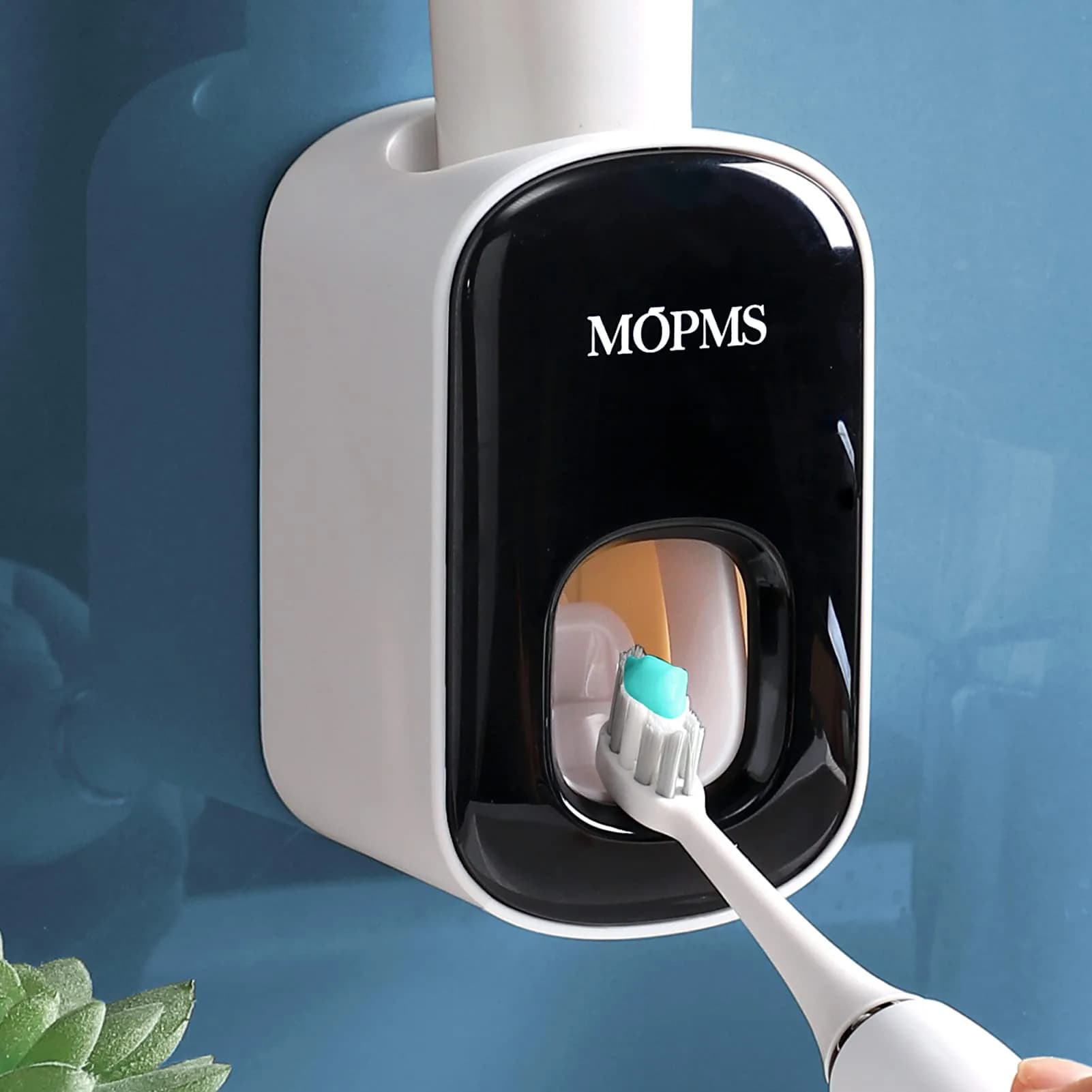 MOPMS Automatic Toothpaste Dispenser 2-Pack | Hygienic Vacuum-Action Squeezer for Kids & Adults — Black