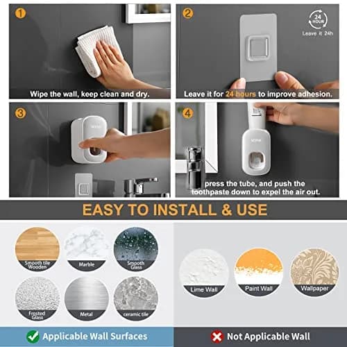 MOPMS Automatic Toothpaste Dispenser Black 1Pc | Hands-Free Squeeze for Kids & Adults thumbnail 4