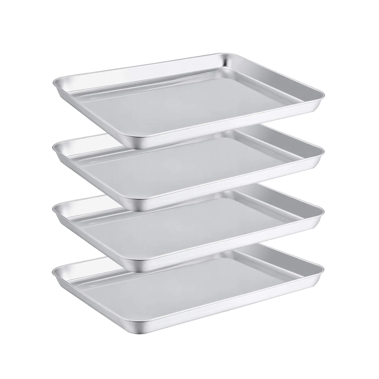 TeamFar 4 PCS Stainless Steel Toaster Oven Pan 10.5"x8"x1" | Healthy, Durable & Easy to Clean - main product image